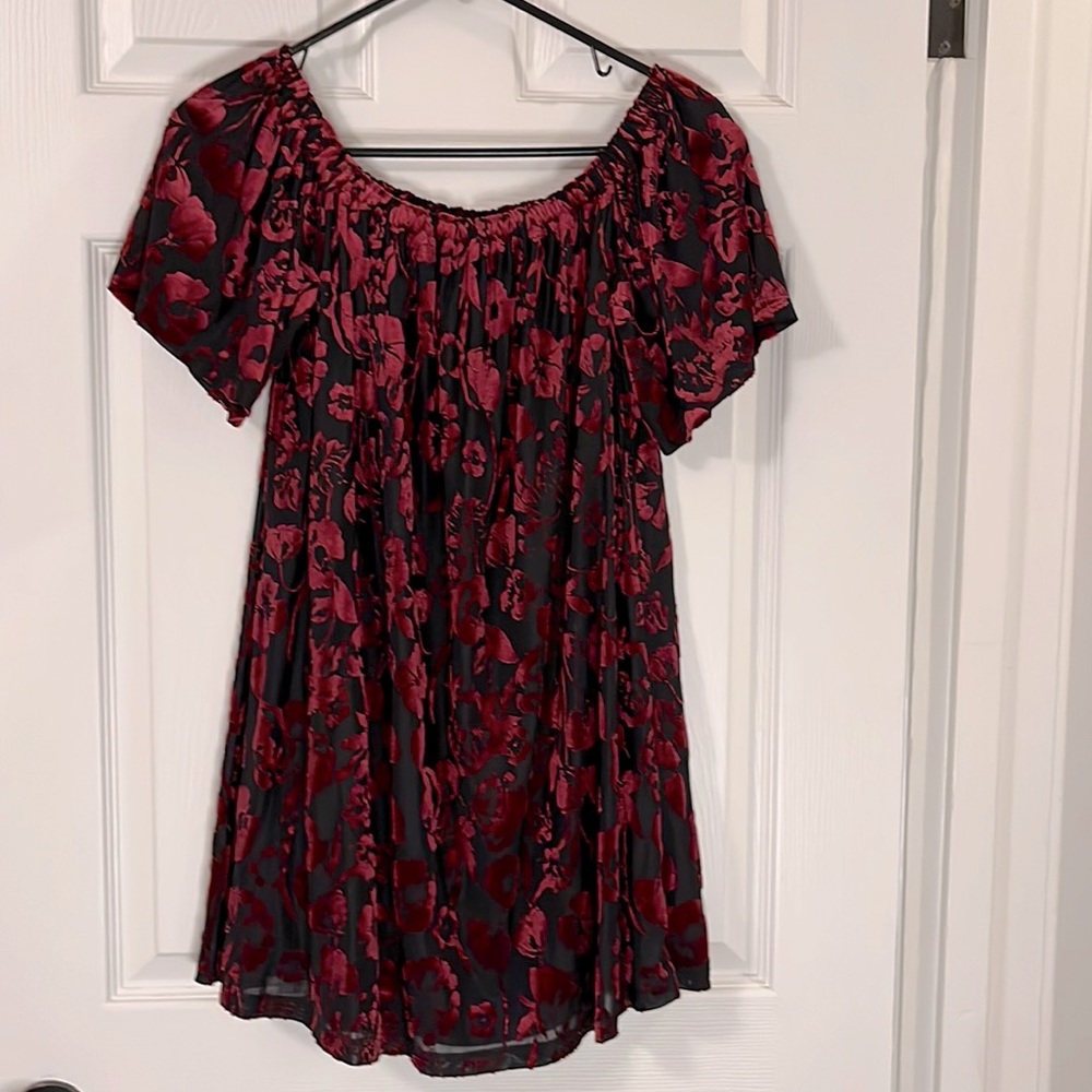Forever 21 burgundy burnout velvet mini dress